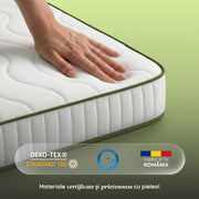 Saltea FLEX SAPPHIRE BIO MEMORY 14+5, spumă poliuretanică elastică, spumă cu memorie, husă cu efect antialergic, superortopedică, Grosime 21 cm