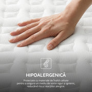 Saltea ZERO GRAVITY, 7 zone de confort, Arcuri Individuale, spumă poliuretanică elastică, spumă cu memorie, husă cu efect antialergic, superortopedică, Grosime 27 cm