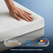 Saltea Ideal Sleep PERFECT COMFORT 4 in 1, spumă poliuretanica de susținere, spumă High Resilience, spumă cu memorie, husă detașabilă și lavabilă, superortopedică, Grosime 22 cm