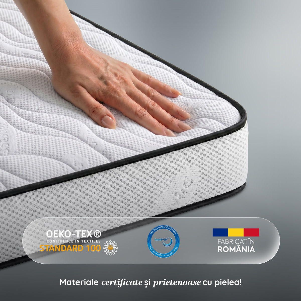 Saltea SILVER FLEX, spumă poliuretanică, reversibilă, hipoalergenică, super ortopedică, Grosime 19 cm  - Prestige Home