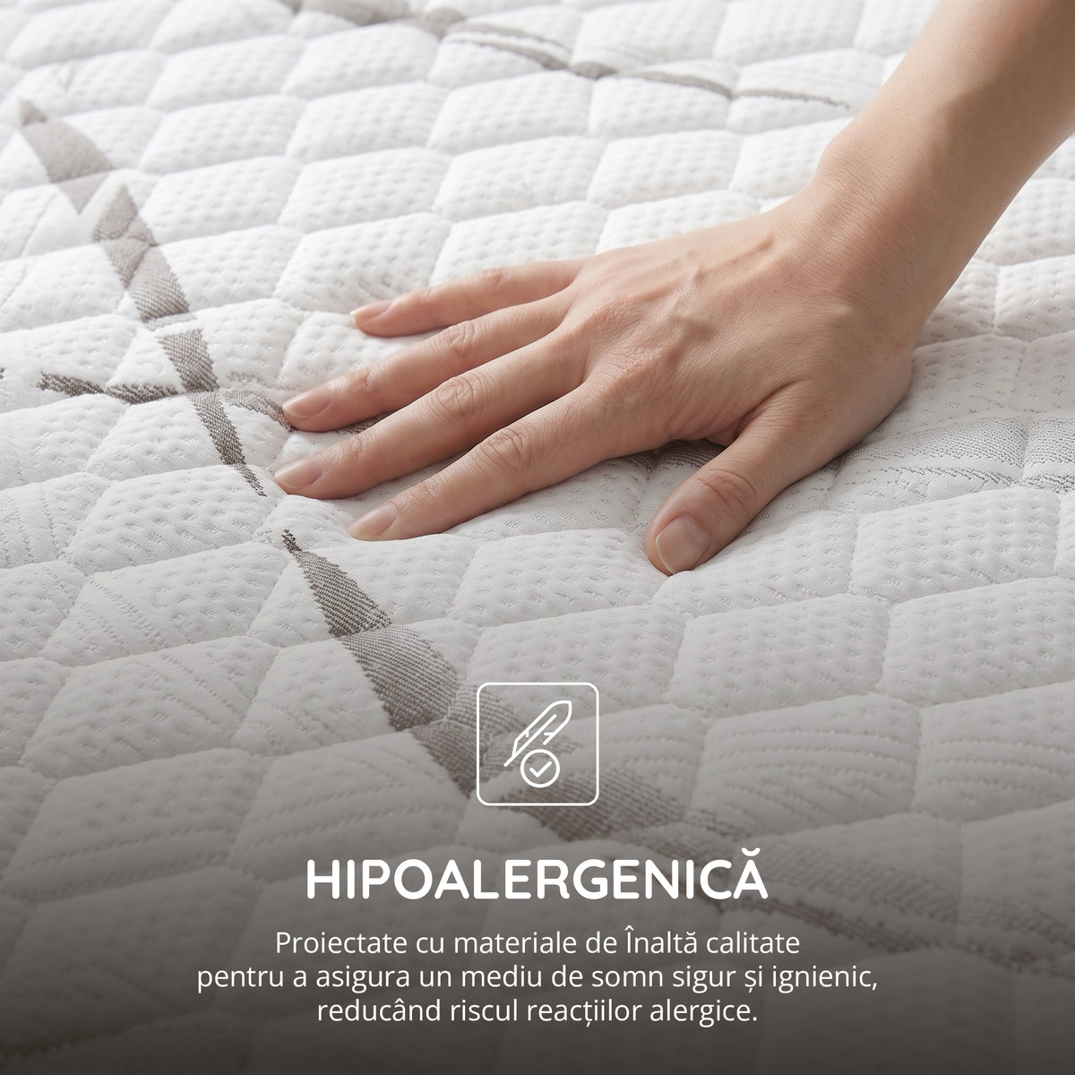 Saltea Ideal Sleep HOTEL SERIES LUX, superortopedică, cu spumă poliuretanică și arcuri, husă cu aerisire optimă, Grosime 25 cm
