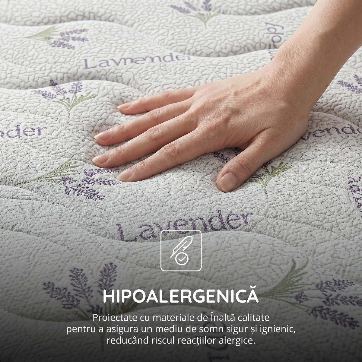 Saltea LAVENDER AIR HYGENE THERAPY,  husă detașabilă, superortopedică, cu spumă poliuretanică și arcuri, Grosime 25 cm