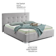 Pachet Pat + Saltea 120x200 Cozy Single-Seturi Paturi + Saltele-Prestige Home-Swing-Gri-Prestige Home