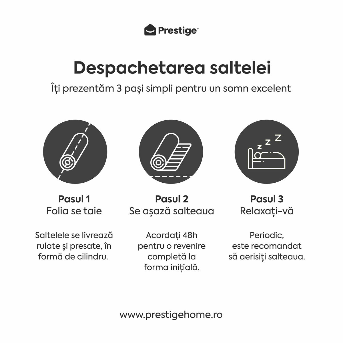 Saltea ORIGINAL, 14+2 Memory, spumă poliuretanică elastică, spumă cu memorie, husă antibacteriană, superortopedică, Grosime 18 cm - Prestige Home  